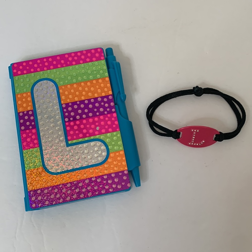 Initial “L” Bracelet and Notepad Case with Pen & Notepad
